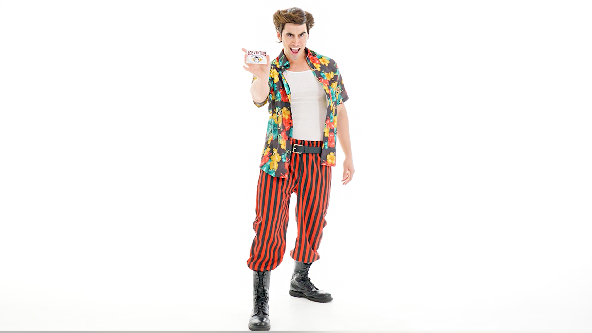 No everyone has what it takes to be a pet detective! Do you? With this Ace Ventura Costume with Wig you'll at least look the part.